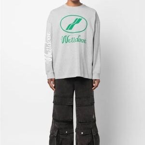 Gray and Green We11done Sweatshirt One Size Unisex Men and Women XL